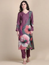 Women Floral Purple Straight Kurta Set-UB-3204-Purple